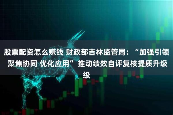 股票配资怎么赚钱 财政部吉林监管局：“加强引领 聚焦协同 优化应用” 推动绩效自评复核提质升级